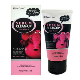 Маска-пленка для лица с черным углем 3W CLINIC "Sebum Clean-Up Peel off Pack" 100 мл